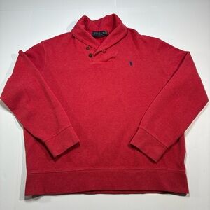 Polo Ralph Lauren Shawl Collar Sweater Size XXL Red Knit Button Cotton Classic